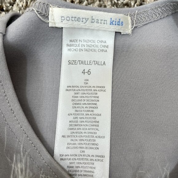 POTTERY BARN KIDS GIRLS SIZE 4-6 FURRY CIRCLE GRAY LONG SLEEVE TOP SHIRT - Picture 3 of 5